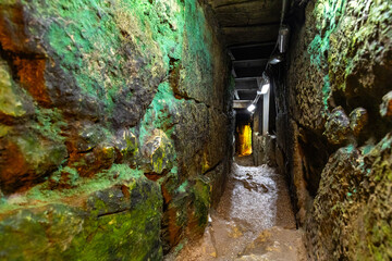 Siloam Tunnel known as Hezekiah's Tunnel underground path underneath ancient City of David in...