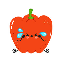 Cute funny red pepper character. Vector hand drawn cartoon kawaii character illustration icon. Isolated on white background. Pepper character concept