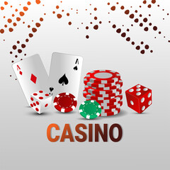 Casino night game with creative cards, chips and dice