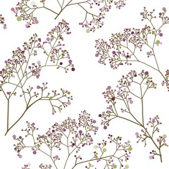 delicate twigs, abstract seamless pattern of herbs on white background, 