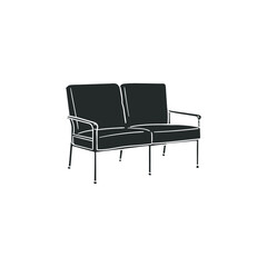 Fototapeta premium Love Seat Furniture Icon Silhouette Illustration. Double Chair Vector Graphic Pictogram Symbol Clip Art. Doodle Sketch Black Sign.