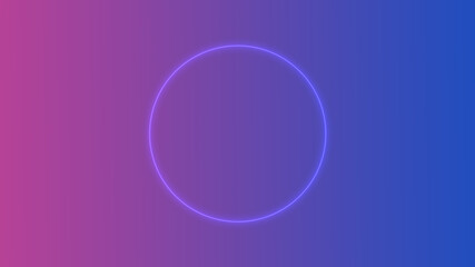 Empty frame with electric power round border glowing, pink neon lightning sign on trendy background. Blank circle neon light around frame lights. Abstract soft gradient mix pink, purple, blue color
