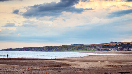 Spittal Beach at Berwick.  Berwick upon Tweed is the most northerly town in England and is located...