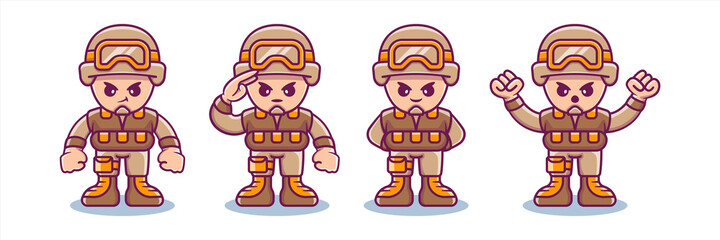 cute military collection illustration