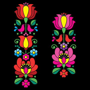 	
Kalocsai embroidery style floral design set - Hungarian folk art patterns
