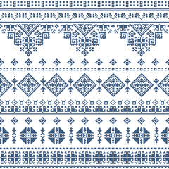 Bosnia and Herzegovina folk art vector seamless pattern styled as the traditional Zmijanje embroidery design
 - obrazy, fototapety, plakaty