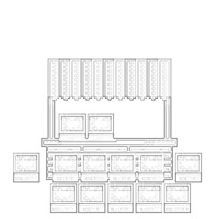 Vegetable stand panel Line Icons design black. Hand-drawn Market. Drawing Market, sketch.