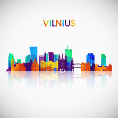 Vilnius skyline silhouette in colorful geometric style. Symbol for your design. Vector illustration.