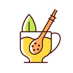 Mate straw RGB color icon. Stick that filters dried mate tea parts. Bombilla tool made from metal or wood. Traditional latin utensil. Isolated vector illustration. Simple filled line drawing