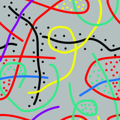 Tile pattern with abstract chaotic lines and dots