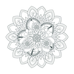 Decorative Doodle flowers in black and white for coloringbook, cover or background. Hand drawn sketch for adult anti stress coloring page vector.