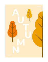 Autumn banner with yellow tree. Banner for sale and poster.