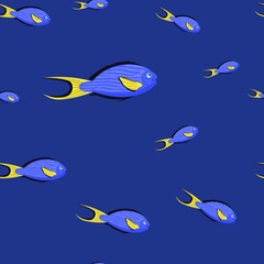 Marine life seamless pattern. Sohal surgeonfish. Underwater inhabitants.