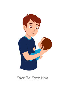 father holding baby with pose named face to face hold