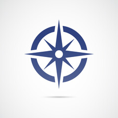 Wind rose, compass, navigation - vecto icon on white background.