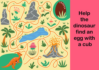 Help dino mom to find their egg - kid learning game with maze