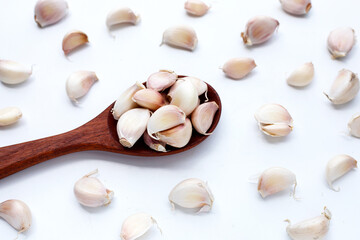 Garlic on white background