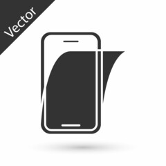 Grey Glass screen protector for smartphone icon isolated on white background. Protective film for glass. Transparent soft glass for mobile phone. Vector
