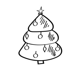 Christmas tree doodle. Christmas design. For the design of postcards. Vector illustration isolated on a white background