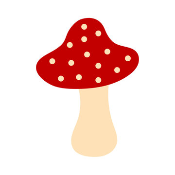 Amanita mushroom in cartoon style