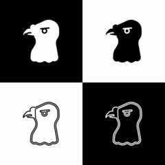 Set Eagle head icon isolated on black and white background. Vector