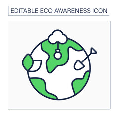 Reforestation line icon. Forests regrowing. Afforestation. Restoring cut down forests. Eco awareness concept. Isolated vector illustration. Editable stroke