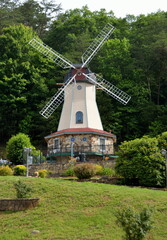 Windmill landmark at historic Helen, Georgia, USA. © itsallgood