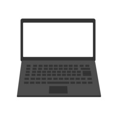 Vector laptop facing forward, with a blank white screen. mockup notebook