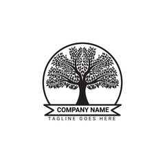 family tree stamp emblem logo vector design