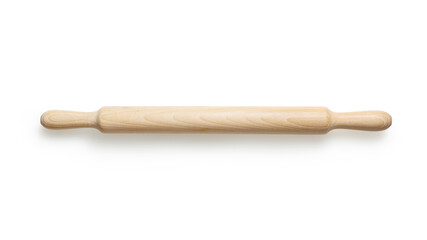 Isolated wooden rolling pin on white background
