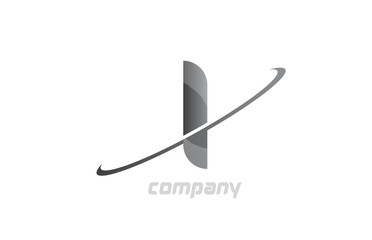 swoosh grey I simple alphabet letter logo icon. Creative design template for business