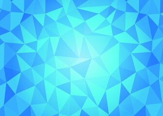 Blue Sea Low Poly Abstract Geometric Dynamic Textured. Polygon Banner Background. Water Reflection Colorful Shape Composition.