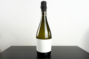 Prosecco wine bottle with white label and withe background all for mockup purposes