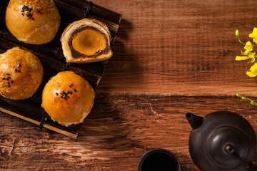 Moon cake yolk pastry for Mid-Autumn Festival holiday.