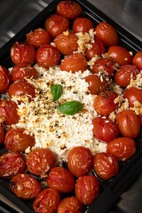baked feta cheese pasta with cherry tomato