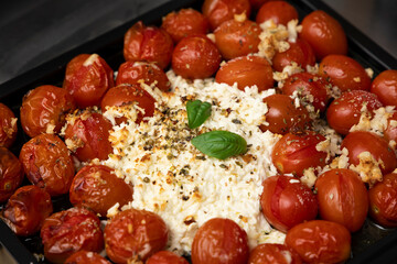 baked feta cheese pasta with cherry tomato