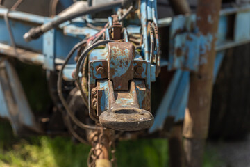 Close-up of brakes and clutch of an old tumbril