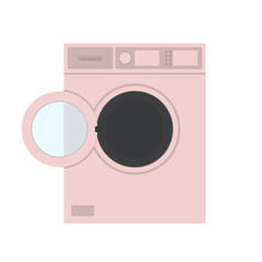 Washing machine semi flat color vector object. Full sized item on white. Washing dirty laundry. Home appliance isolated modern cartoon style illustration for graphic design and animation