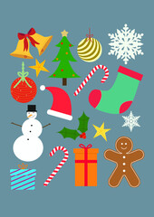 Christmas Illustrated Vector Icon Set	