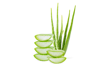 aloe vera  stacked in layers isolated on white background.