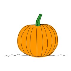 Ppumpkin simple vector illustration. One continuous line drawing art illustration.