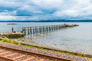A view towards the pier at Culross, Scotland on a summers day