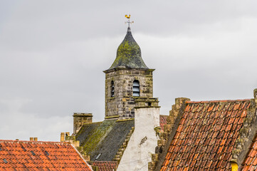 A view across the roof tops at Culross, Scotland on a summers day