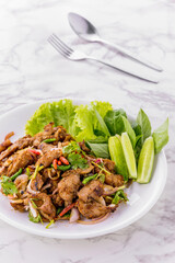 Sliced grilled pork  salad