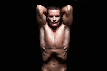 Fototapeta na wymiar brutal bodybuilder. strong Boy. Naked body muscular Man