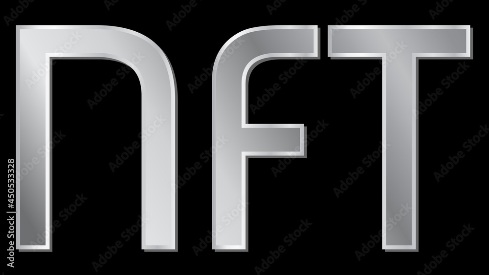 Canvas Prints silver text nft non fungible token design element isolated on black. pay for unique collectibles in 