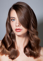 Fototapeta premium Beautiful portrait of woman with healthy and shiny hair, glamour beauty 