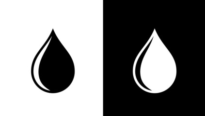 ector rain drop icon. Two-tone version on black and white background
