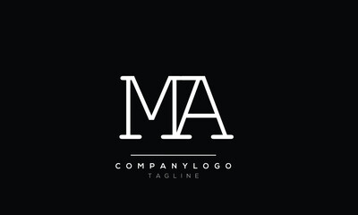 Abstract Letter Initial MA AM Vector Logo Design Template