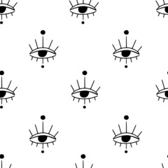 Seamless pattern with occult mystic eyes